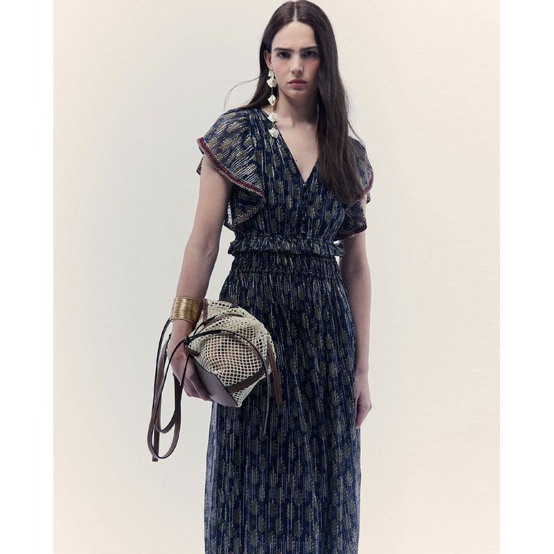 Vestido Volantes Vestidos Midi Mujer Sfera Vestido Sfera Midi