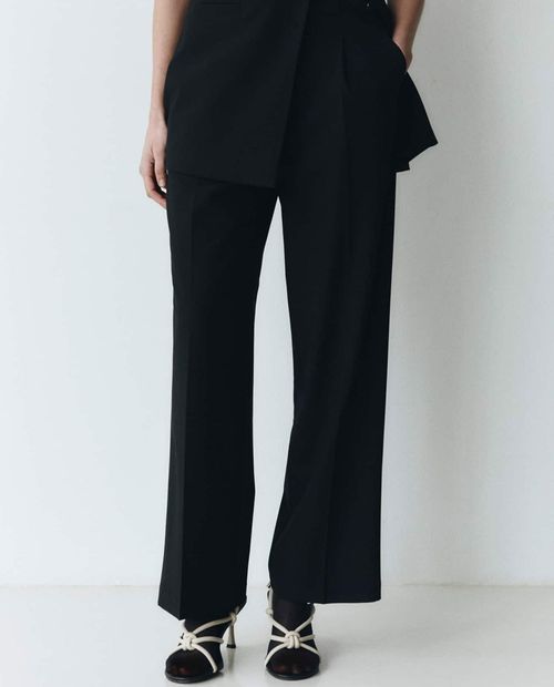 Pantalón Sfera wide leg negro de cintura alta para mujer