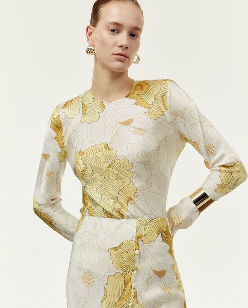 Blusa Sfera formal estampada manga larga para mujer