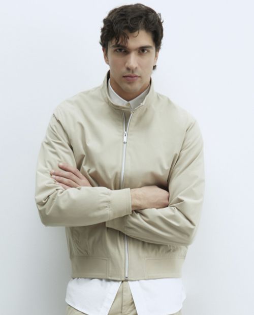 Chaqueta bomber Sfera beige sólido para hombre