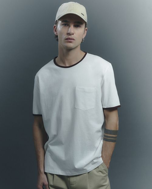 Camiseta Sfera ivory sólida para hombre