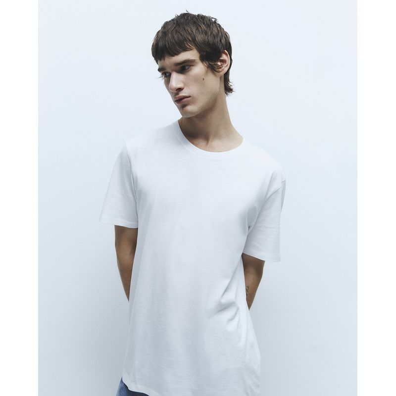 Camiseta básica Sfera blanca sólida para hombre Siman Nicaragua