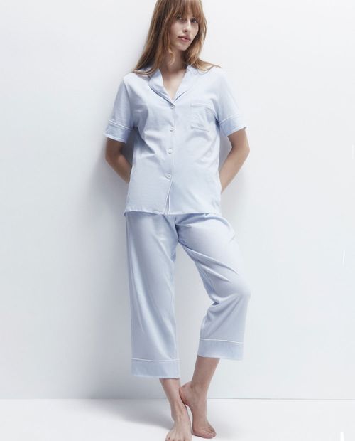 Pijama con pantalón Sfera celeste para mujer