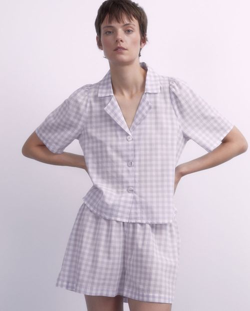Pijama con short Sfera cuadriculada para mujer