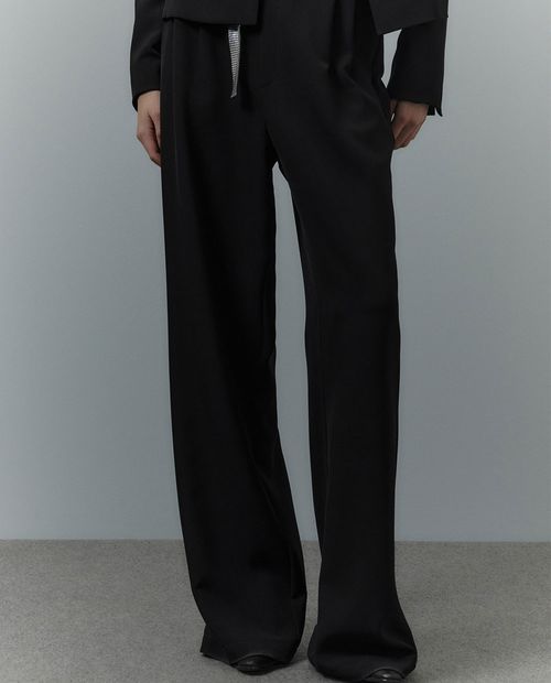 Pantalón Sfera wide leg negro de cintura alta para mujer