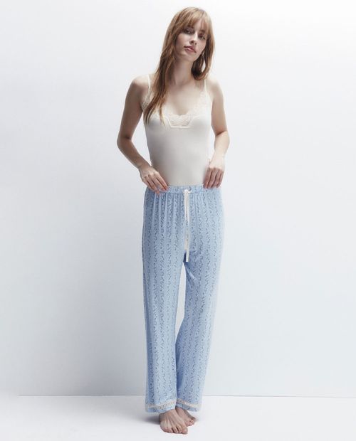 Pantalón de pijama Sfera estampado de cintura alta para mujer