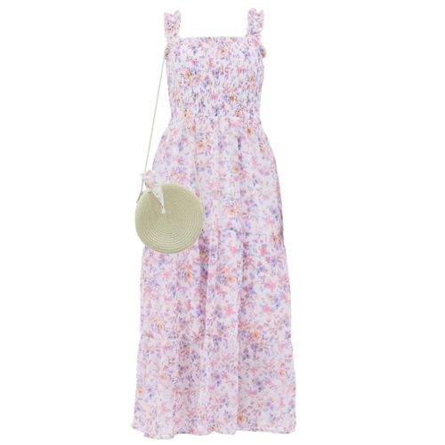 Vestido multicolor con estampado de flores para niña