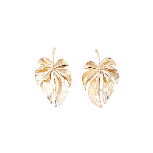 Aretes de hoja color dorado para mujer