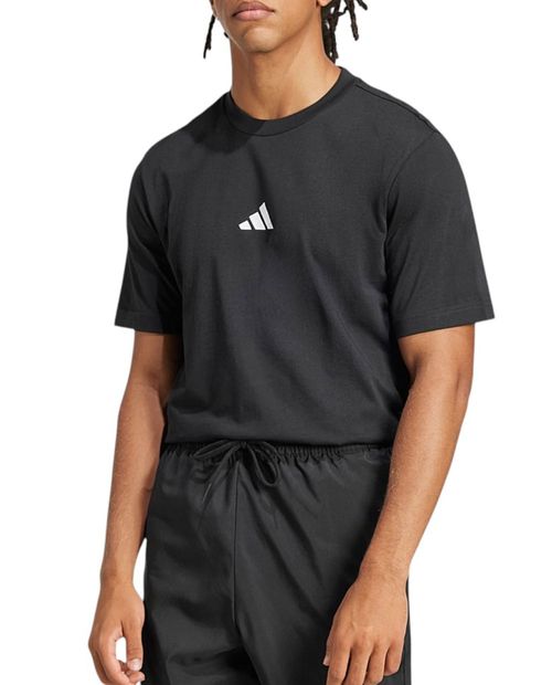 Camiseta deportiva Adidas essentials negra con estampado para hombre
