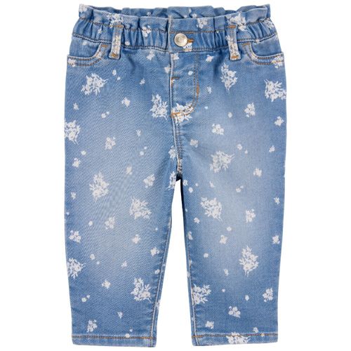 Jeans azul con estampado de flores para bebé niña