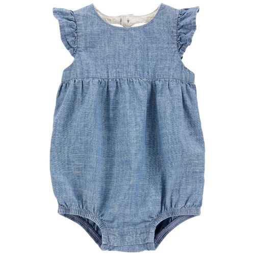 Mameluco azul sólido para bebé niña