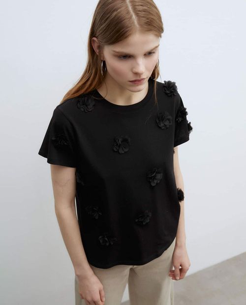 Camiseta Sfera negra manga corta para mujer
