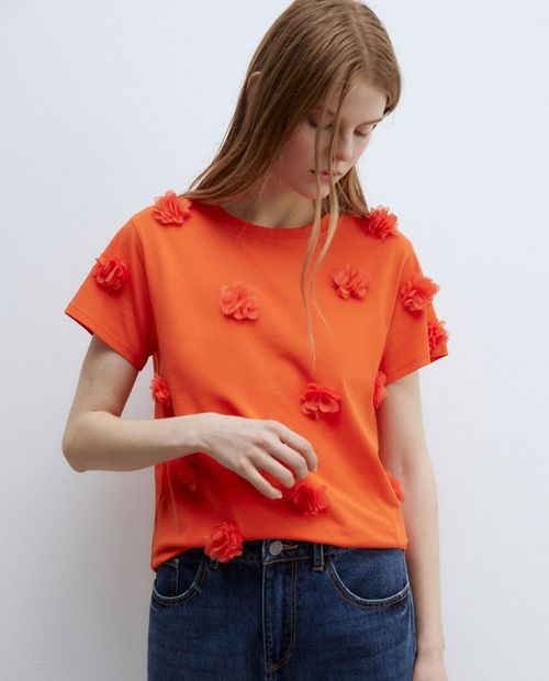 Camiseta Sfera anaranjada manga corta para mujer