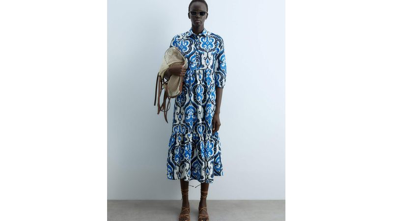 Vestido Sfera midi estampado mangas 3/4 para mujer