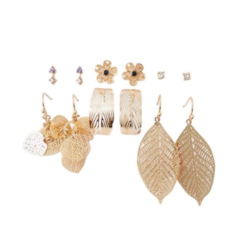 Set de 6 pares de aretes dorados para mujer