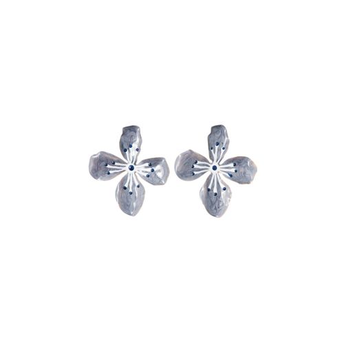 Aretes de flor color azul para mujer