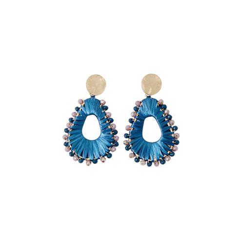 Aretes largos color azul para mujer