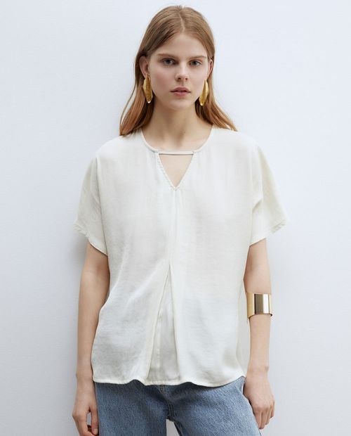 Camiseta Sfera beige manga corta para mujer