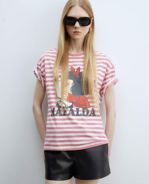Camiseta Sfera rayada manga corta para mujer