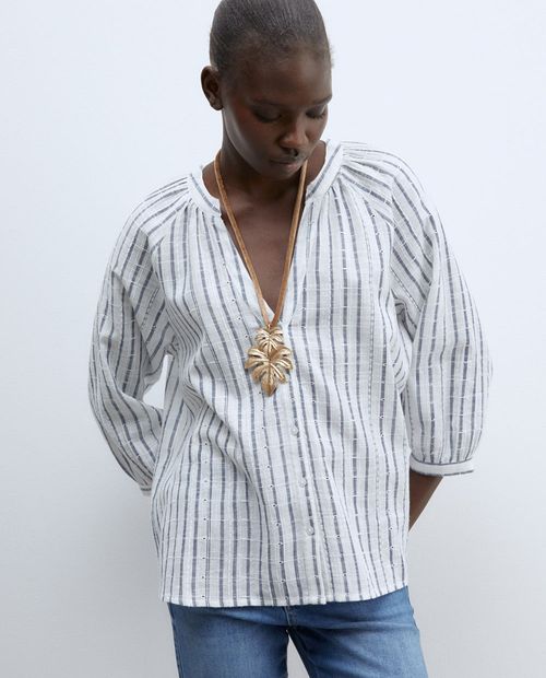 Blusa Sfera casual rayada mangas 3/4 para mujer