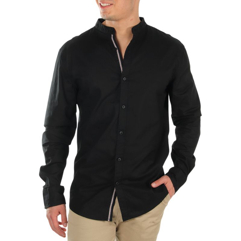 Collar Camisas De Vestir Para Hombre Sin Cuello Camisa Casual De