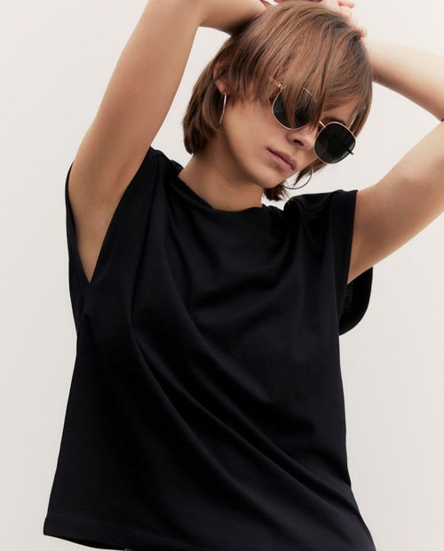 Camiseta Sfera negra manga corta para mujer