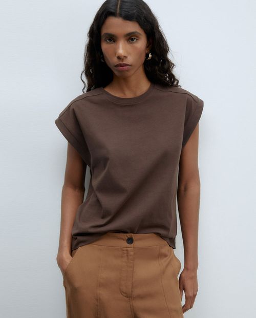 Camiseta Sfera café manga corta para mujer
