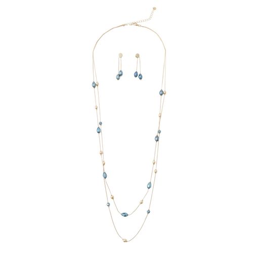 Set de collar y aretes dorados para mujer