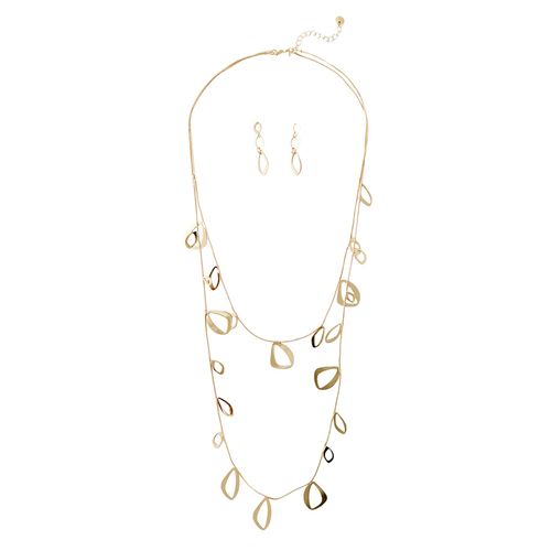 Set de collar y aretes dorados para mujer