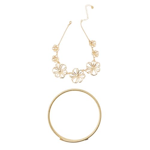 Set de 2 choker metálicos dorados para mujer