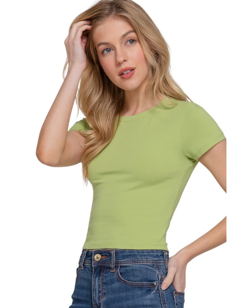 104881348-Camiseta-Active-Basic-verde-manga-corta-para-mujer