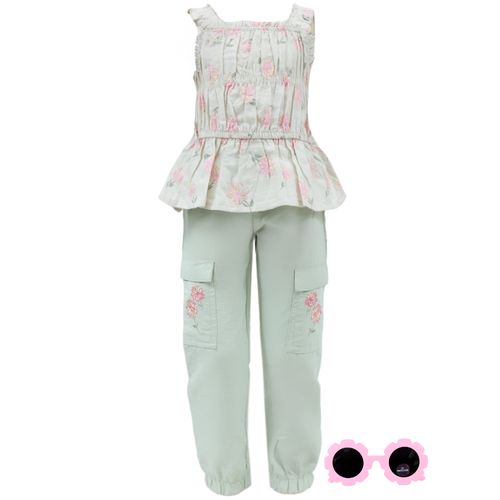 Conjunto de 3 piezas multicolor con estampado de flores para niña
