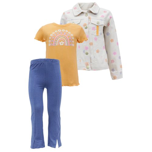 Conjunto de 3 piezas multicolor con estampado de flores para niña