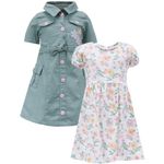 Set-de-2-vestidos-bicolor-con-estampado-de-flores-para-niña-104820299