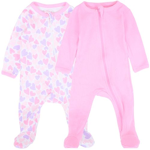 Set de 2 pijamas multicolor con estampado de corazones para bebé niña