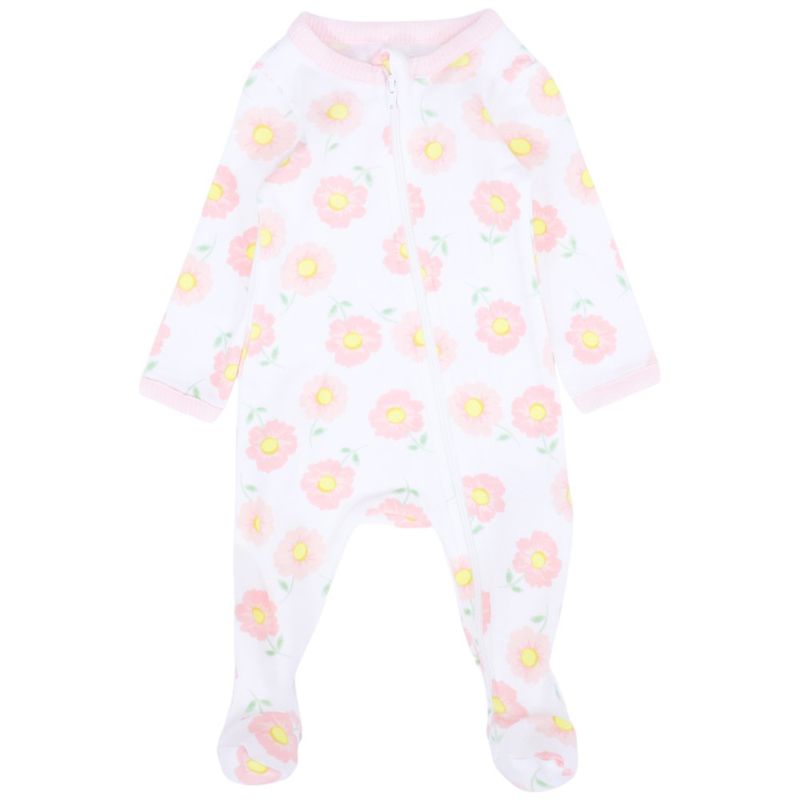 Set-de-2-pijamas-bicolor-con-estampado-de-flores-para-bebe-niña-104847318