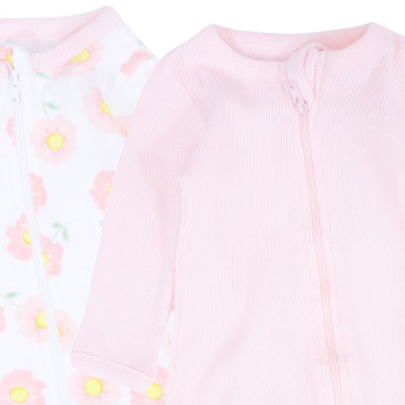 Set-de-2-pijamas-bicolor-con-estampado-de-flores-para-bebe-niña-104847318