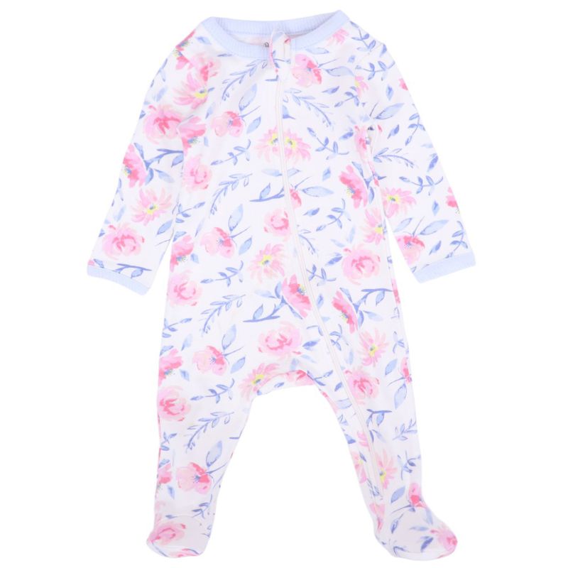 Set-de-2-pijamas-bicolor-con-estampado-de-flores-para-bebe-niña-104847321