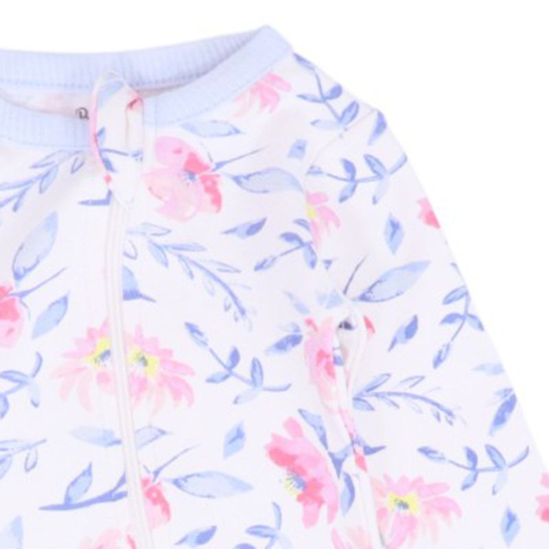 Set-de-2-pijamas-bicolor-con-estampado-de-flores-para-bebe-niña-104847321