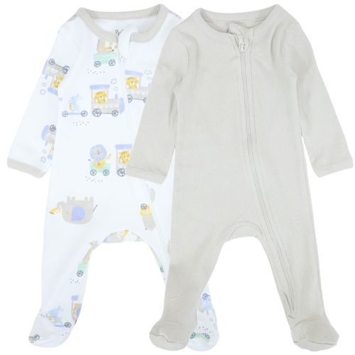 Set de 2 pijamas bicolor con estampado para bebé niño