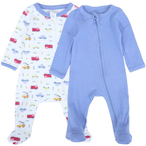 Set de 2 pijamas bicolor con estampado para bebé niño