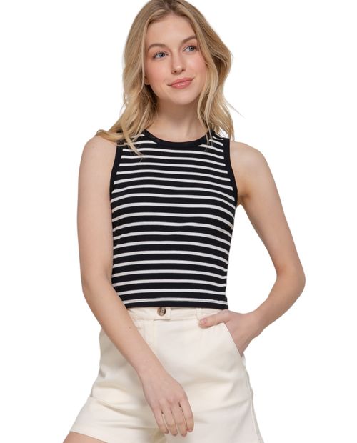 Blusa Active Basic crop top rayada sin mangas para mujer