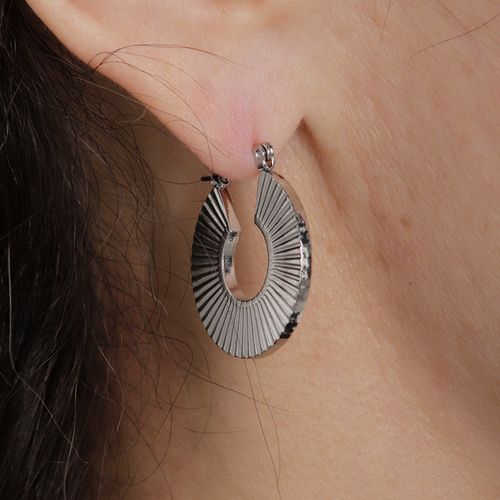 Argollas de acero inoxidable plateado para mujer