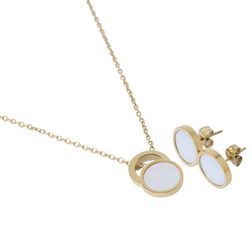 Set de aretes y cadena con dije de acero inoxidable 1mm -18.8" para mujer
