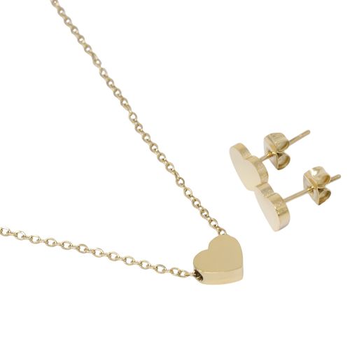 Set de aretes y cadena con dije de acero inoxidable 2mm -18" para mujer