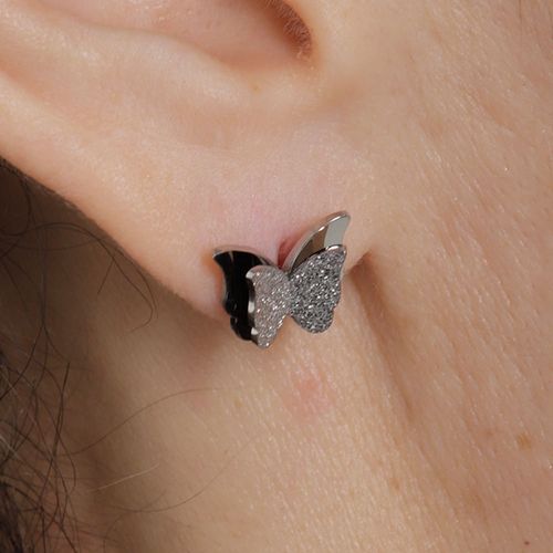 Aretes cortos de acero inoxidable para mujer