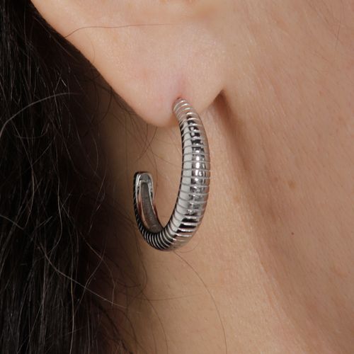Argollas de acero inoxidable plateado para mujer