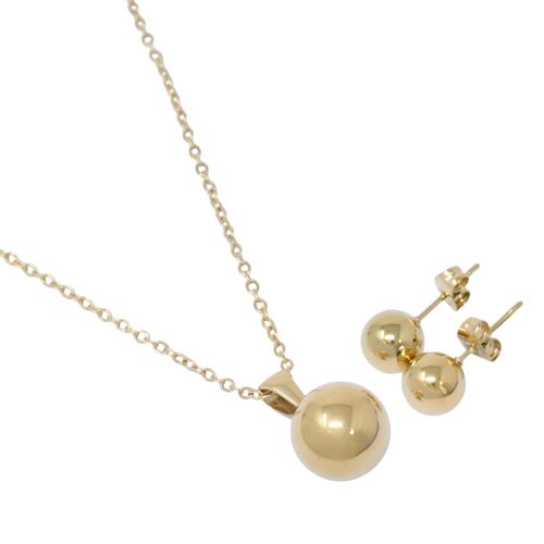 Set de aretes y collar en acero inoxidable dorado para mujer