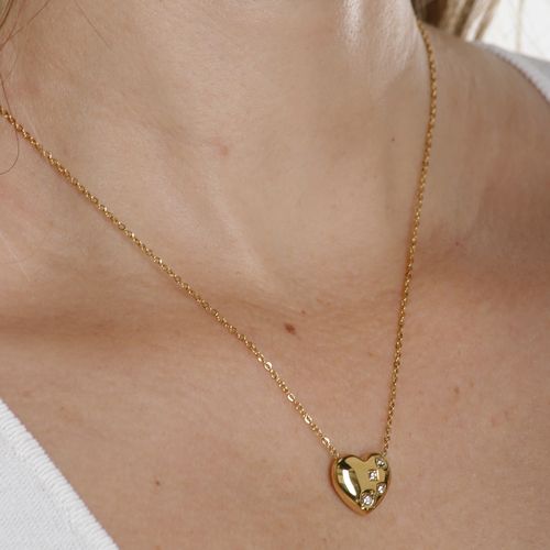 Cadena en acero inoxidable dorado con dije para mujer