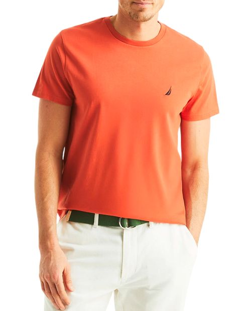 Camiseta básica regular fit Nautica anaranjada sólida para hombre